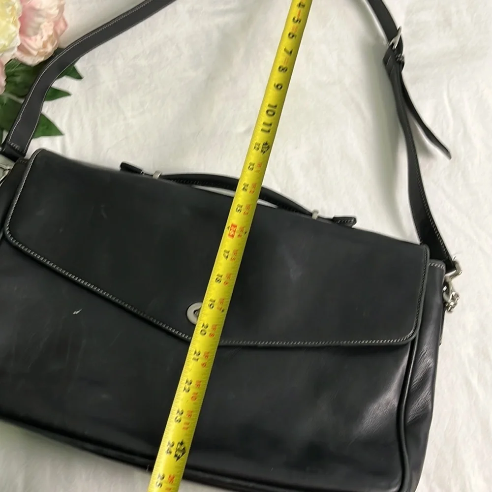 Vintage Y2K Coach Metro Unisex Large Black Leather Briefcase Laptop Bag